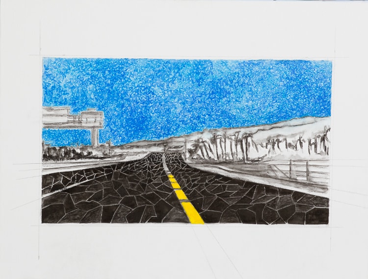 2012-3-1-61×46-La route des Tamarins 2-acrylique et crayon sur toile-Dominique DORLA-SaintLeu-Ile de la Réunion