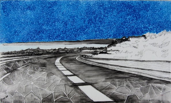 2012-3-1-61×46-La route des Tamarins 6-acrylique et crayon sur toile-DORLA-SaintLeu-Ile de la Réunion