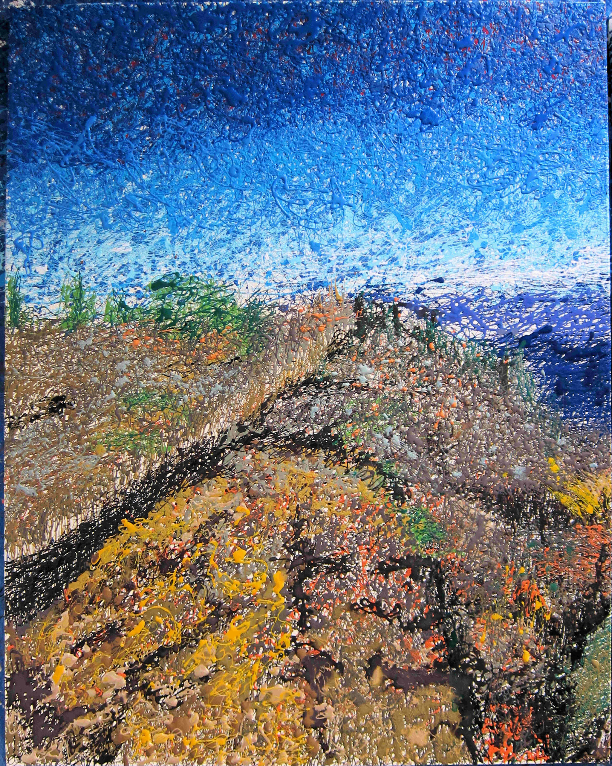 2013-9-1-100×80-L’enclos Fouquet-fragment 1-dripping acrylique sur toile-DominiqueDORLA-Saint Leu-ile de la Réunion