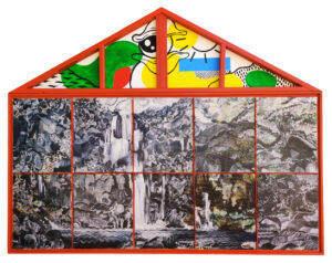 Cascades de Dominique Dorla, assemblage de dix fragments huile sur toile