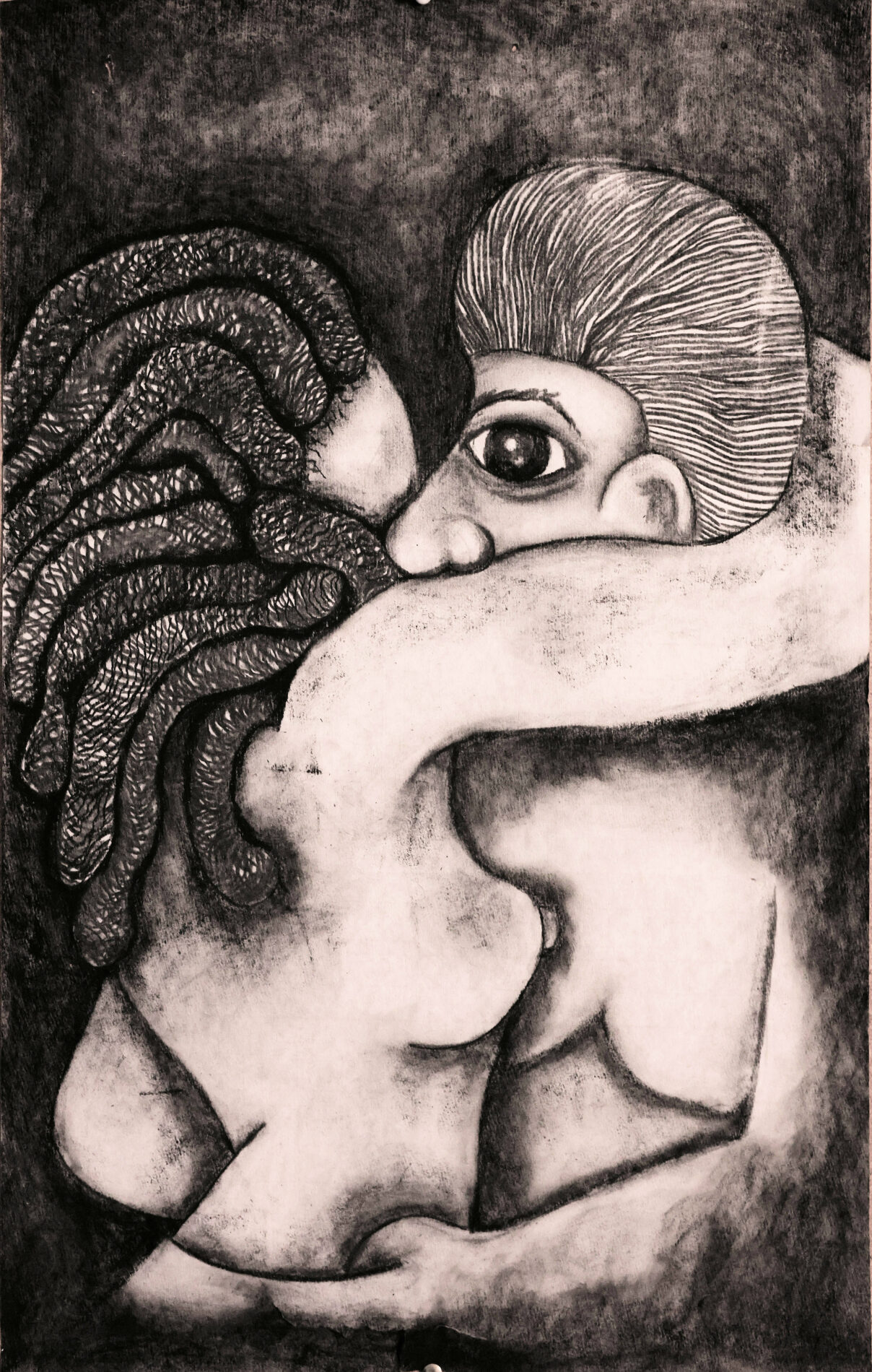 fusain et acrylique sur papier Dominique Dorla Artiste Pluridisciplinaire Créole Île de la Réunion